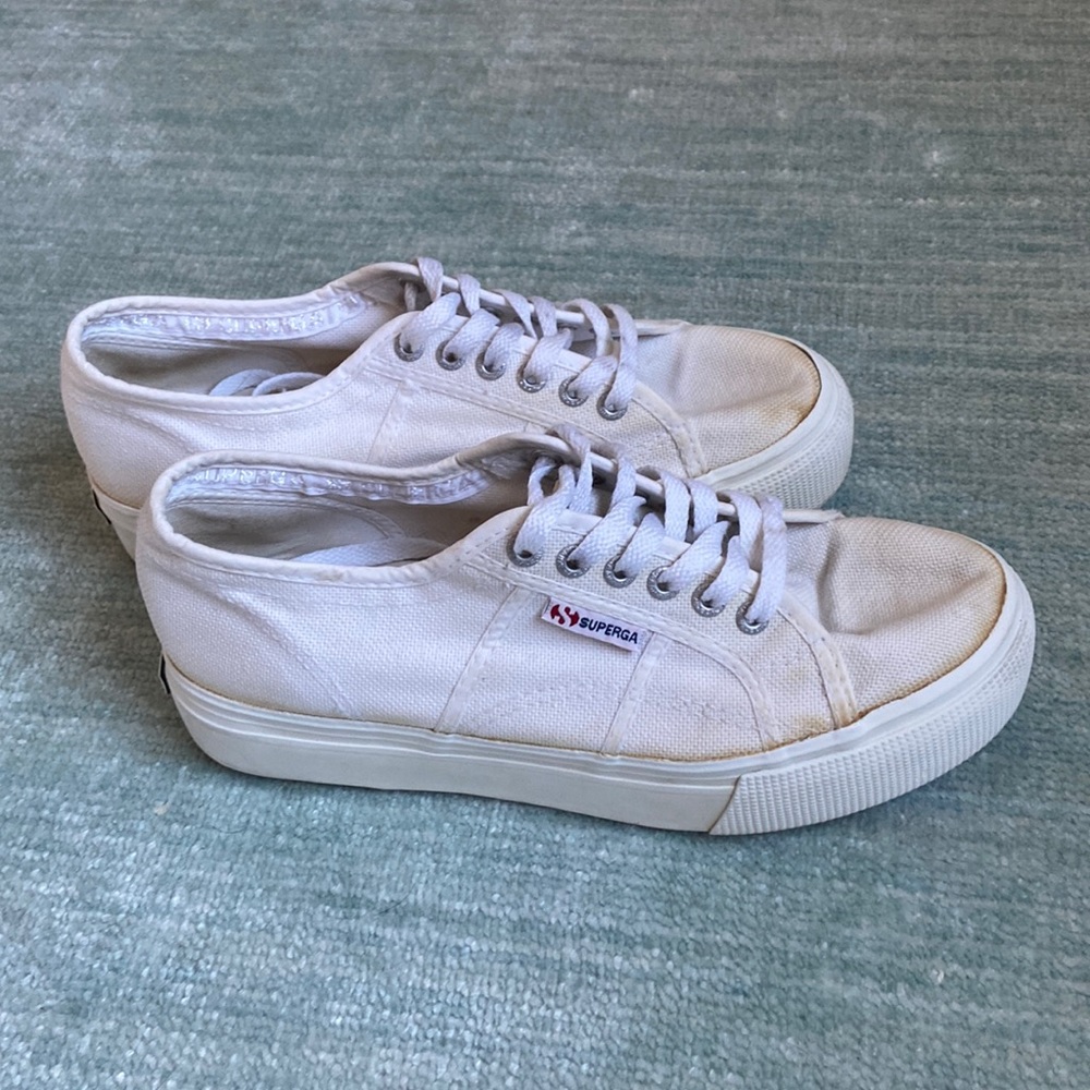 Superga White Platform Sneakers Sz 41
